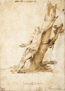 Saint Sebastian bundet til et tre, ser opp til høyre av Jusepe de Ribera