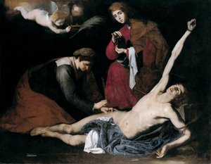 Sankt Sebastian helbredet av de hellige kvinnene av Jusepe de Ribera
