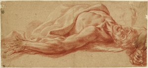 Studie av en liggende mannlig figur av Jusepe de Ribera