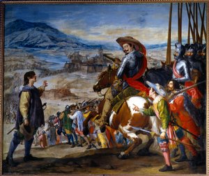 Tretti års krig (1618-1648): "" erobringen av Brissac i 1638 av Bernard av Sachsen Weimar"" Maleri av Jusepe Leonardo (1601-1656) av Jusepe or Jose (c.1605 1656) Leonardo