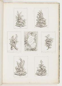 Ornamentdesign med krepsemotiv, pl. 14 i Livre des Légumes (Series of Vegetable Ornament) pl. Jeg av Juste Aurèle Meissonnier