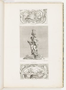 Ornamentpanel med skjellfontene flankert av kranser og volutter, pl. 22 i Oeuvre de Juste-Aurèle av Juste Aurèle Meissonnier