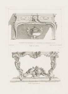 Table de Cabinet., 6. plate (Study for a Table), pl. 47 i Oeuvre av Juste Aurèle Meissonnier