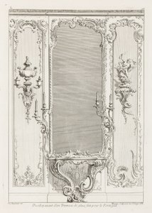 Utvikling av en iskrem-trumeau laget for Portugal; Trumeau-prosjekt med variant for Portugal, 3. plate av Juste Aurèle Meissonnier