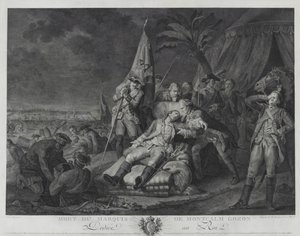 Marquis de Montcalm Gozons død (gravering) av Juste Chevillet