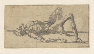Naken mann, liggende på ryggen av Juste de Juste (attributed to)