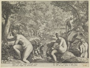 Badende kvinner og menn Amore Letheo Ulike aspekter av kjærlighet (serietittel) av Justus Sadeler (attributed to)