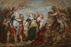 Forsoningen mellom romerne og sabinerne, ca. 1655-1656.