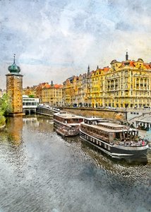 Historiske elvebåter i Praha av Justyna Jaszke