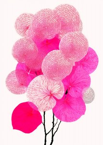 Moderne rosa botaniske motiver av Justyna Jaszke