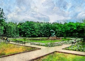 Statuen i den fredelige parken av Justyna Jaszke