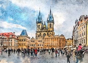 Praha, Tsjekkia – Akvarellmaleri av byen (28) av Justyna Jaszke