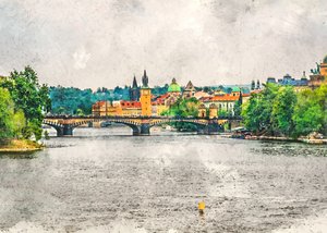 Bybilde ved elven i Praha av Justyna Jaszke
