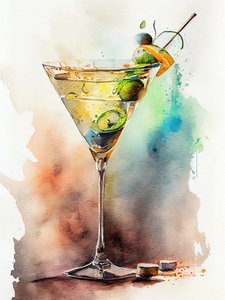 Et livlig martini-maleri av Justyna Jaszke