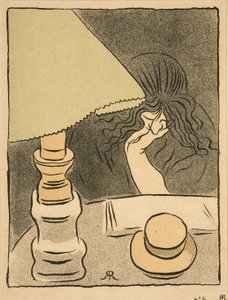 Kvinne og lampe, pub. 1894 av József Rippl Rónai