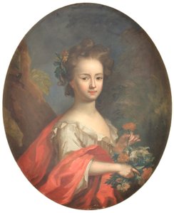 Et barn med blomster av KMS 1587 Ubekendt