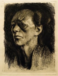 Arbeiderkvinne (med øreringen) av Käthe Kollwitz