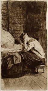 Kvinne ved vuggen av Käthe Kollwitz