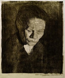 Senket kvinnehode av Käthe Kollwitz