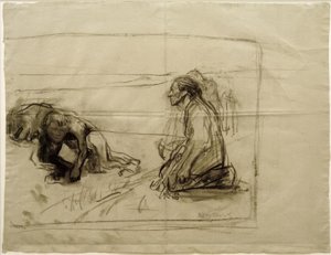 K. Kollwitz, Studie om Pflüger (plogmann med knelende kone) av Käthe Kollwitz