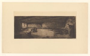 Rom med kjempende menn og en forhastet kvinne Szene aus Germinal (original tittel) av Käthe Kollwitz
