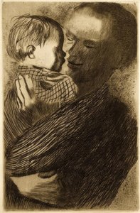 Mor med et barn i armene av Käthe Kollwitz