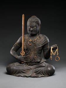 Fudō Myōō, tidlig på 1200-tallet (lakk og gull med krystall) av Kaikei Kaikei
