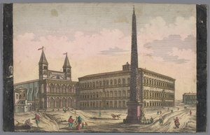 Utsikt over Piazza di San Giovanni i Laterano i Roma Utsikt over Place de St Lean de Lateran (tittel på objekt) av Kaiserlich Franziskische Akademie