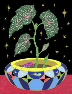 Begonia in a Pot, 2021 (akryl på panel)