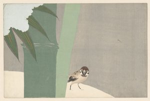 Bambus i snøen, 1909 (treblokktrykk) av Kamisaka Sekka