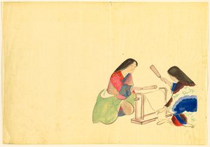 Flowers of a Hundred Worlds (Momoyogusa): Fulling Silk (Uchiginu) av Kamisaka Sekka