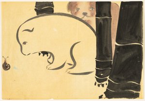 Flowers of a Hundred Worlds (Momoyogusa): Valper (Enokoro) av Kamisaka Sekka