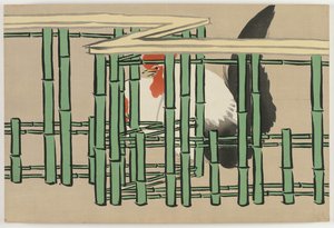 Flowers of a Hundred Worlds (Momoyogasa): Rooster (Chabo) av Kamisaka Sekka