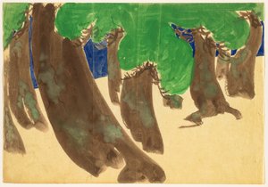 Flowers of a Hundred Worlds (Momoyogusa): Windswept Pines (Sonarematsu) av Kamisaka Sekka