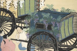 Hanazashi-guruma fra Momoyo-gusa (The World of Things) Vol II, pub.1909 (fargeblokk-tresnitt) av Kamisaka Sekka