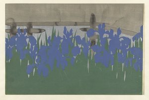 Iriser, 1909 (treblokktrykk) av Kamisaka Sekka