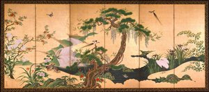 Vårens og sommerens fugler og blomster - Eino, Kano (1631-1697) - Andre halvdel av 1600-tallet. - Akvarell og blekk på papir - 153x361 - Suntory Museum of Art av Kano Eino