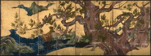 Cypress Tree Eight-foldet skjerm, 1590
