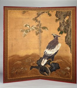 Hawk-Eagle And Oak (blekk og farge på papir)