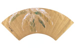 Bananpalme i snø (blekk og farge på bladgull)
