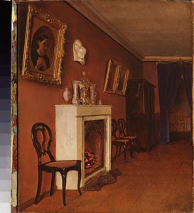 Interiør med peis - Maleri av Kapiton Alexeyevich Zelentsov (1790-1845), olje på lerret av Kapiton Alekseevich Zelentsov