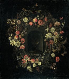 Krans av blomster som omkranser en nisje av Karel Batist