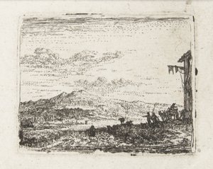 Italiensk landskap med bil på vertshuset Små landskap (serietittel) av Karel Du Jardin