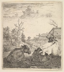 Kua og kalven, 1600-tallet. av Karel Du Jardin