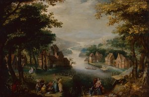 Finding of Moses with an Elegant Couple, Servant and Hunter (oil on wood)   1416923   no       norwegian Successfully Translated  Original: Initial A and a New Years Wish, 1483. Translat: Initial A and a New Year