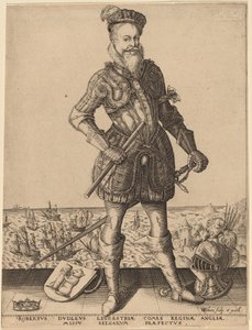 Robert Dudley, jarl av Leicester av Karel van Sichem after Christoffel