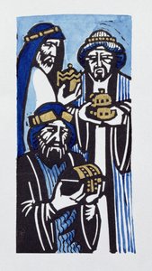 Three Kings, 1998 (linosnitt og wc på papir)