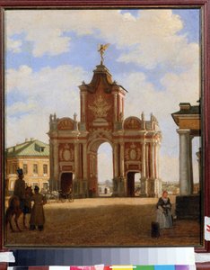 De røde portene i Moskva. Maleri av Karl Petrovitsj Bodri (1812-1894). Olje på lerret, 46 x 34 cm av Karl-Fridrikh Petrovich Bodri