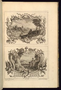 Design for to kartoucher av Karl Albert von Lespilliez