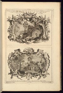 Trykk, design for to kartonger, 1745 av Karl Albert von Lespilliez